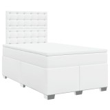 Cumpara ieftin Pat box spring cu saltea, alb, 120x190 cm, piele ecologica
