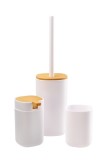 Cumpara ieftin Set baie suport periute dinti, perie toaleta, recipient depozitare, alb natur