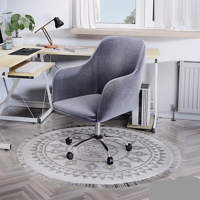 Scaun de birou Xever, catifea, Roz - Gri, 54 x 55 x 80
