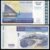 Madagascar 5000 Ariary 2008 P-94 UNC Bancnota Comemorativa Harta Madagascar Plan Actiune