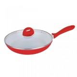 Cumpara ieftin Tigaie Aluminiu Dekassa Ceramică, Capac Sticlă, 28 cm, Inducție, Roșu/Verde