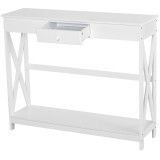 HOMCOM Consola pentru intrare Stil Retro, cu raft si sertar, din lemn, 100x30x81cm Alb