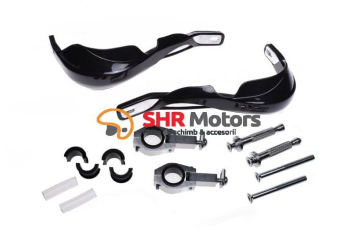 Kit handguard ATV Enduro Cross negre cu insertie aluminiu