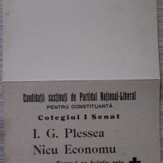 Fluturaș electoral Partidul Național Liberal - anii 1910