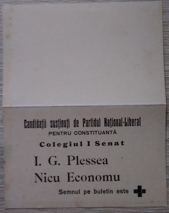 Fluturaș electoral Partidul Național Liberal - anii 1910
