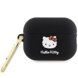Husa pentru Apple AirPods Pro 2 - Hello Kitty Silicone 3D Kitty Head (HKAP23DKHSK) - Black