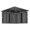 Pavilion cu plasa anti-tantari&amp;lumini LED, antracit, 3x3x2,73 m