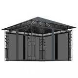 Cumpara ieftin Pavilion cu plasa anti-tantari&amp;lumini LED, antracit, 3x3x2,73 m
