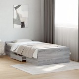VidaXL Cadru de pat cu sertare gri sonoma 75x190 cm lemn prelucrat