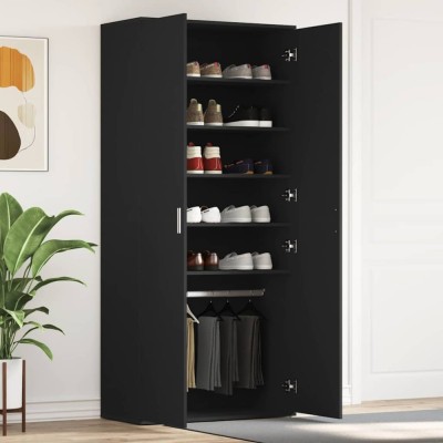 Dulap pentru pantofi Negru 80 x 39 x 180 cm Lemn compozit foto