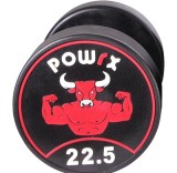 Cumpara ieftin Gantera premium fitness, POWRX, coating cauciuc, bara din crom, 22.5 kg, Negru, resigilat