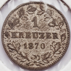 1814 Wurttemberg 1 kreuzer 1870 km 612 argint foto