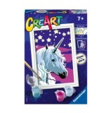 Cumpara ieftin Set pictura pe numere pentru copii Ravensburger CreArt - Unicorn visator care straluceste in intuneric