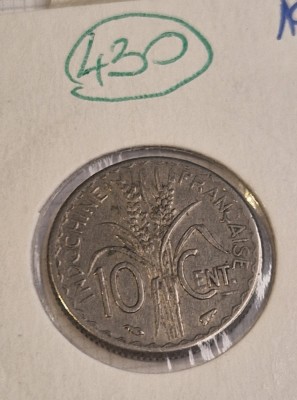 430 French Indochina, Indochina Franceza, 10 Cents 1941, KM#21, decenta foto