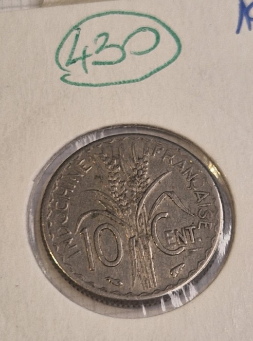 430 French Indochina, Indochina Franceza, 10 Cents 1941, KM#21, decenta