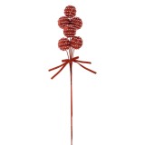 Ornament Brad Crăciun Stick Globuri Roșii/Albe Spumă 10x52cm, Oem