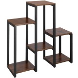 Suport pentru flori, 79x69x24 cm, negru/maro inchis &ndash; 6 rafturi, cadru metalic, design modern Household NewTrend