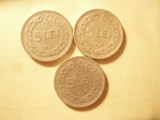 3 Monede 5 lei 1948 ,1949 ,1950 , aluminiu , cal. F.Buna
