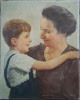 Mama si copilul - semnat Hosel, Portrete, Ulei, Altul