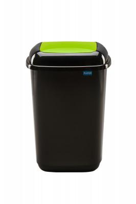 Cos Plastic Reciclare Selectiva, Capacitate 45l, Plafor Quatro - Negru Cu Capac Verde - Sticla foto