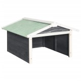 Cumpara ieftin Garaj masina de tuns iarba robot, gri&amp;alb, 72x87x50cm lemn brad