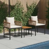 vidaXL Set de Mobilier pentru Exterior 3 pcs Bej și alb crem Ratan PE 42025234