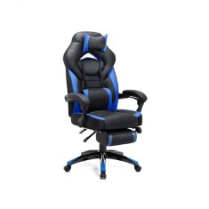 Scaun de birou/gaming cu spatar inalt, Albastru+Negru