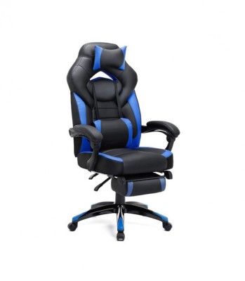 Scaun de birou/gaming cu spatar inalt, Albastru+Negru foto