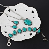 Set Colier Cercei si Bratara cu Pietre Turcoaz Retro Femei cod SET121CLA