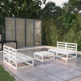 Set mobilier de gradina, 5 piese, alb, lemn masiv de pin GartenMobel Dekor, vidaXL