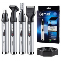 Trimmer barbati 4 &amp;icirc;n 1 pentru barba, perciuni, nas si sprancene, Kemei KM-6650 foto