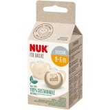 Suzeta de silicon NUK For Nature, crem, 0-6 luni, 2 buc