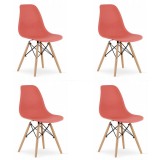 Cumpara ieftin Set 4 scaune stil scandinav, Artool, Osaka, PP, lemn, vermilion, 46x54x81 cm