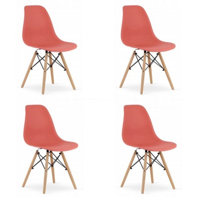 Set 4 scaune stil scandinav, Artool, Osaka, PP, lemn, vermilion, 46x54x81 cm foto
