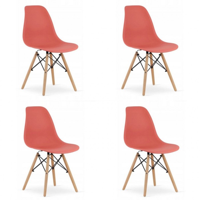 Set 4 scaune stil scandinav, Artool, Osaka, PP, lemn, vermilion, 46x54x81 cm