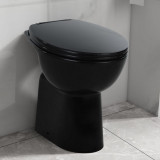 VidaXL Vas WC fără ramă &icirc;nchidere silențioasă, + 7 cm, negru, ceramică