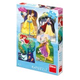 Puzzle 4 in 1 - Printesele si prieteni (4 x 54 piese) PlayLearn Toys, Dino