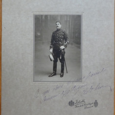 Foto pe carton , General Grigore Odobescu , cu autograf , inceput de secol 20