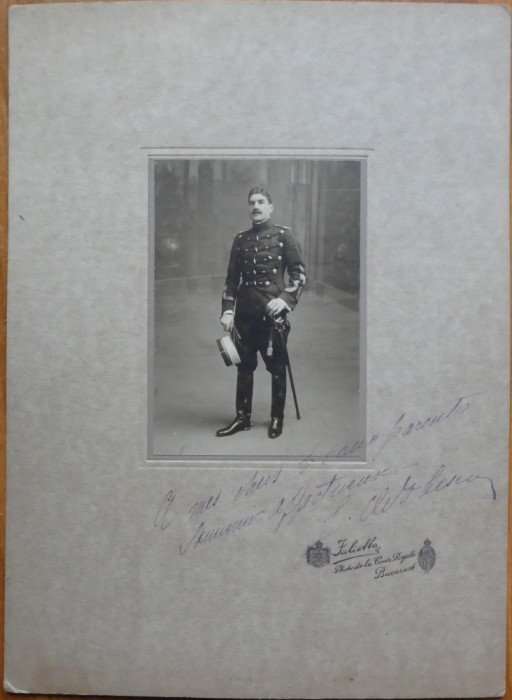 Foto pe carton , General Grigore Odobescu , cu autograf , inceput de secol 20