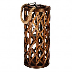 Felinar cilindric, 16 x 40 cm, impletitura bambus foto