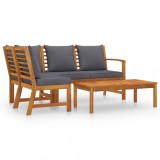 vidaXL Set mobilier de grădină cu perne, 4 piese, lemn masiv acacia