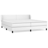 Cumpara ieftin Pat continental cu saltea, alb, 200x200 cm, piele ecologica