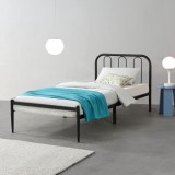 [en.casa]&reg; Pat rama metalica Hanko 1, 208cm x 95cm x 88cm, otel, negru, pentru 1 persoana HausGarden Leisure