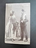 Fotografie tip Carte Postala, femeie si barbat in costume traditionale, 1909, circulara