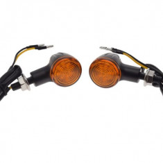 Set 2 semnalizari cu LED, tip Harley, cu diode, carcasa din metal, culoare negru Cod Produs: MX_NEW AM1455