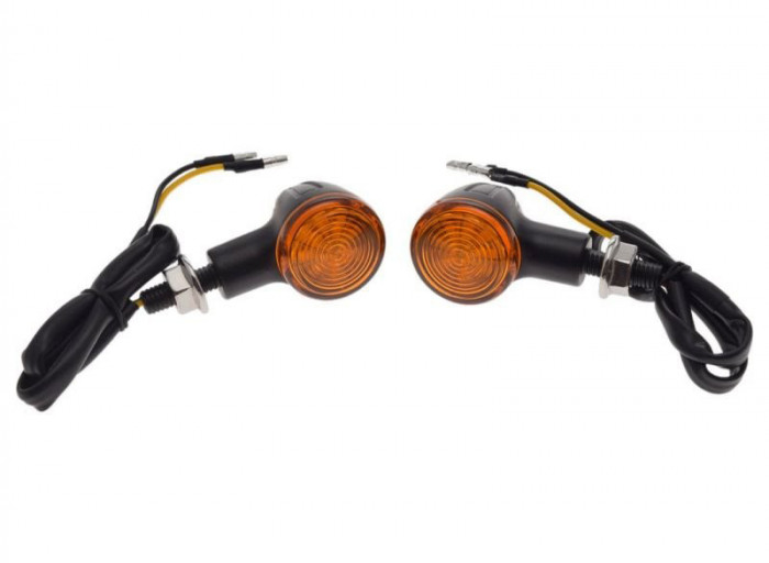 Set 2 semnalizari cu LED, tip Harley, cu diode, carcasa din metal, culoare negru Cod Produs: MX_NEW AM1455