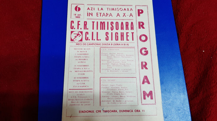 program CFR Timisoara - CIL Sighet