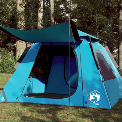vidaXL Cort de camping cupolă 4 persoane, setare rapidă, albastru foto