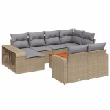 Cumpara ieftin Set canapele de gradina cu perne, 11 piese, bej, poliratan