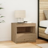 vidaXL Noptieră cu lumini LED, stejar artizanal, 50x40x45 cm